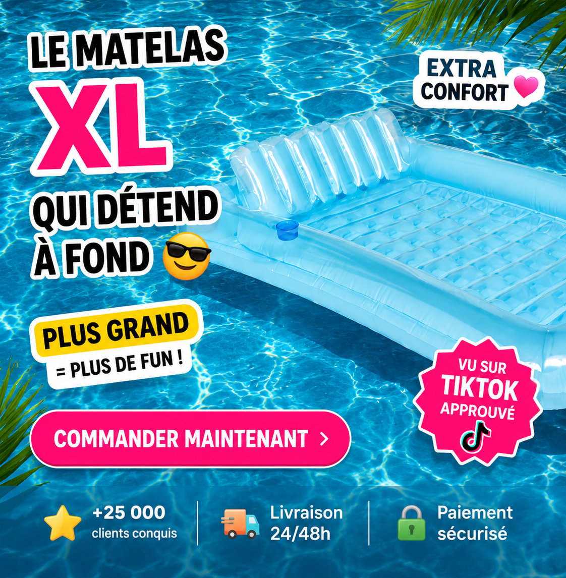PoolVibes - Le Matelas XL qui détend à fond